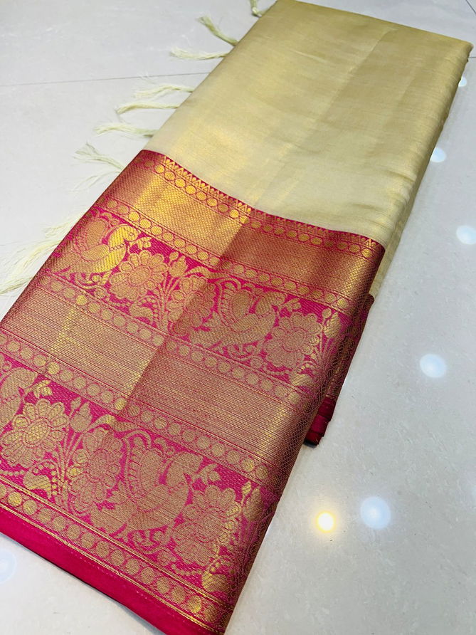 Plain tissue Smooth Weaving Silk Sarees Catalog